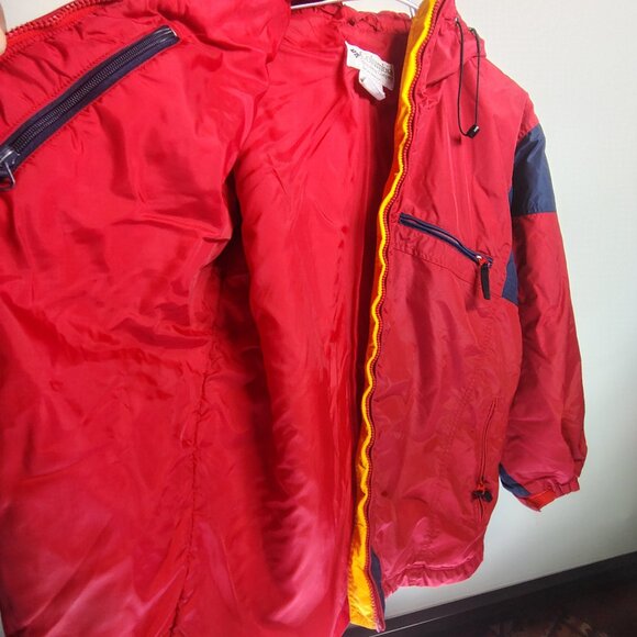 VINTAGE Columbia Sport Jacket Women's Medium Red Full Zip Hooded Ski Baggy - Picture 10 of 16